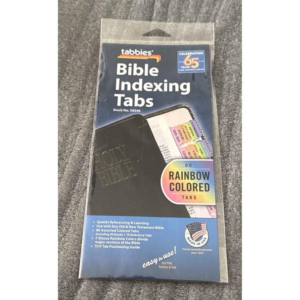Tabbies Bible Indexing Tabs Old & New Testaments 80 Tabs‎ Rainbow Colored